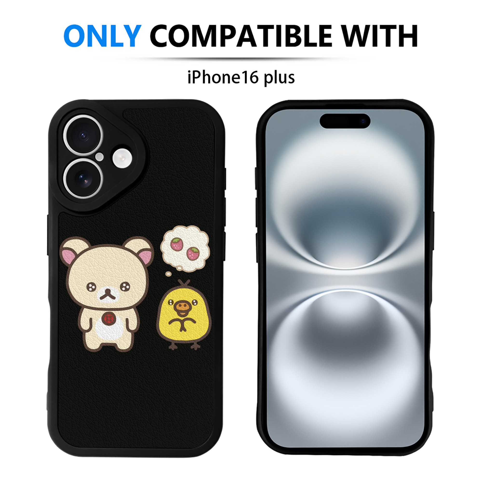 （画像用） リラックマ リラックマ キイロイトリ Rilakkuma Korilakkuma Kiiroitori 【iPhone 16シリーズ対応】シリコンスマホケース（レザー調） 材質：シリコン